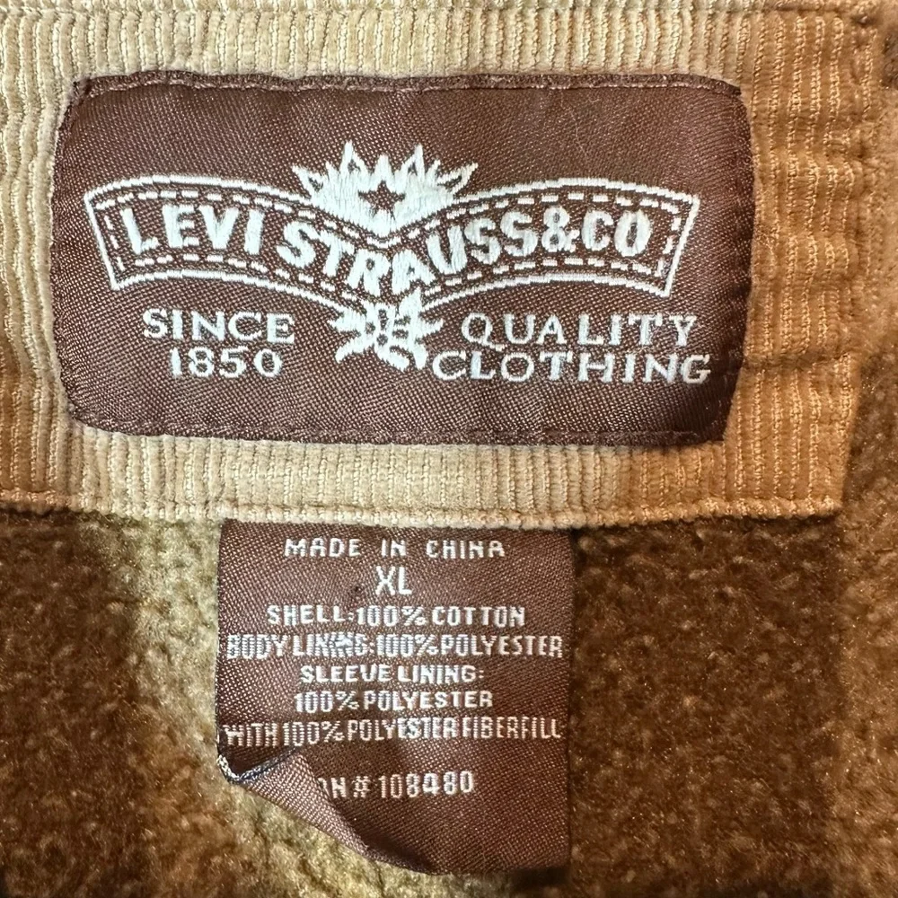 LEVI'S Men's Medium Tan Corduroy Blanket Lined Shacket Jacket Button Down - Picture 3 of 8